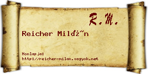 Reicher Milán névjegykártya